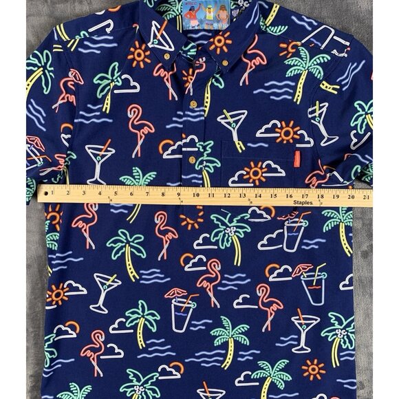 Chubbies Neon Lights Pullover Hawaiian Shirt Flamingo Palm Tree Men's Medium - Picture 6 of 7